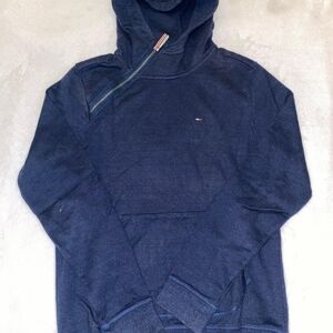 Tommy Hilfiger Blue Sweater with Asymmetrical Zipper